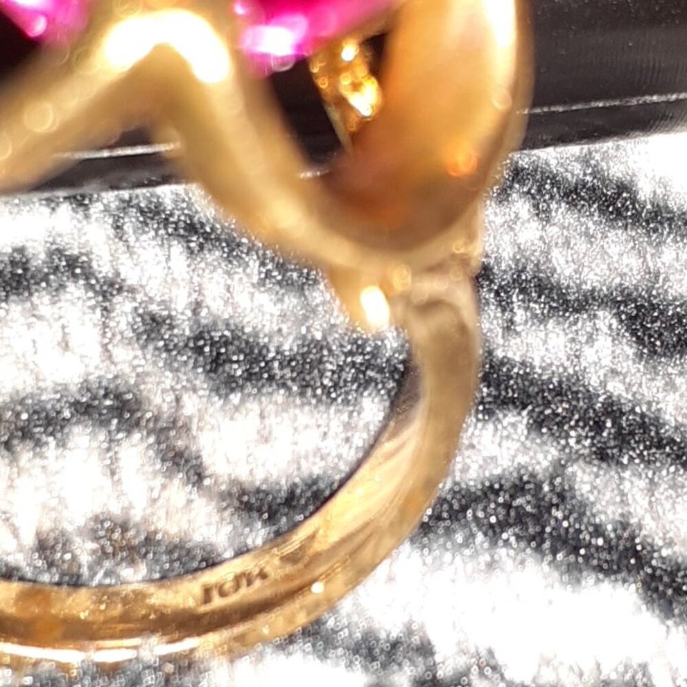 10 KT Gold, 1963 Edison's Jewelry store PINK GEMSTONE RING BEAUTIFUL - Picture 16 of 17